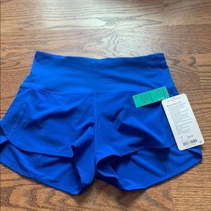 Blue Lululemon highwaisted speed short